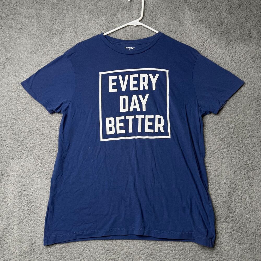 Old Navy Every Day Better 2022 Shirt Men's Medium Blue Graphic Short Sleeve